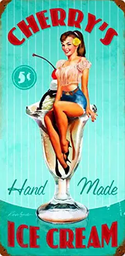 Винтажное мороженое отожжение вишни девушка сексуальная человек пещера