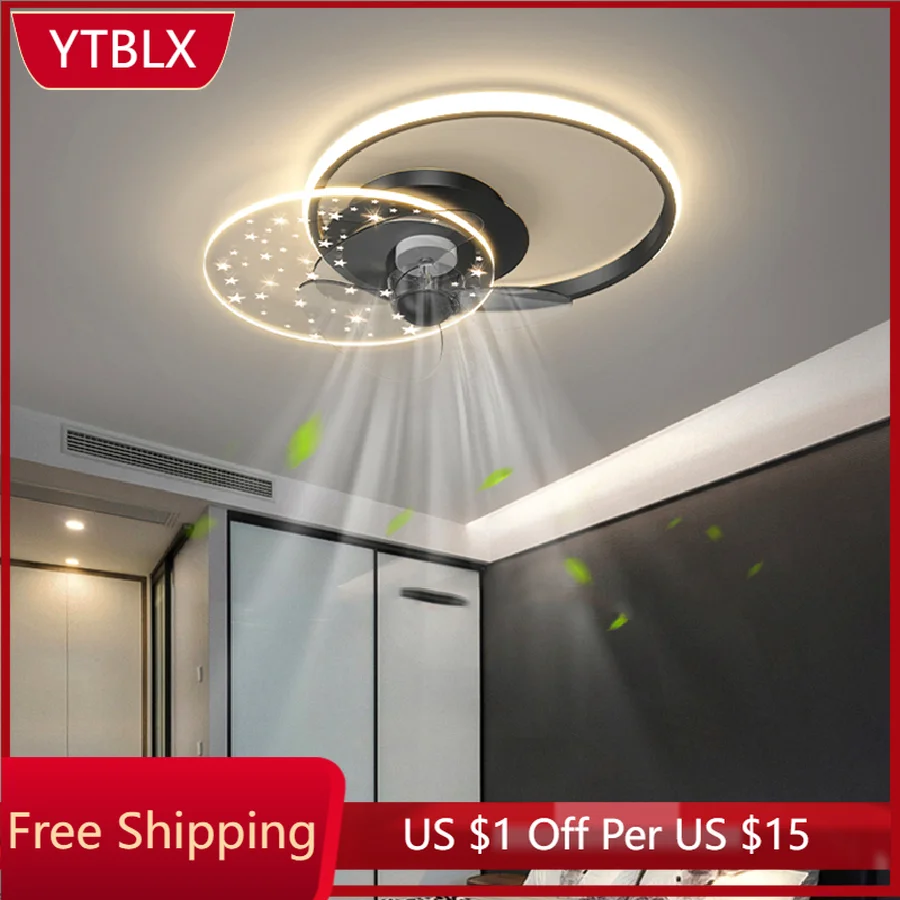 

Nordic restaurant Ceiling fan with lights remote control smart living room decoration lamparas Pendant lights