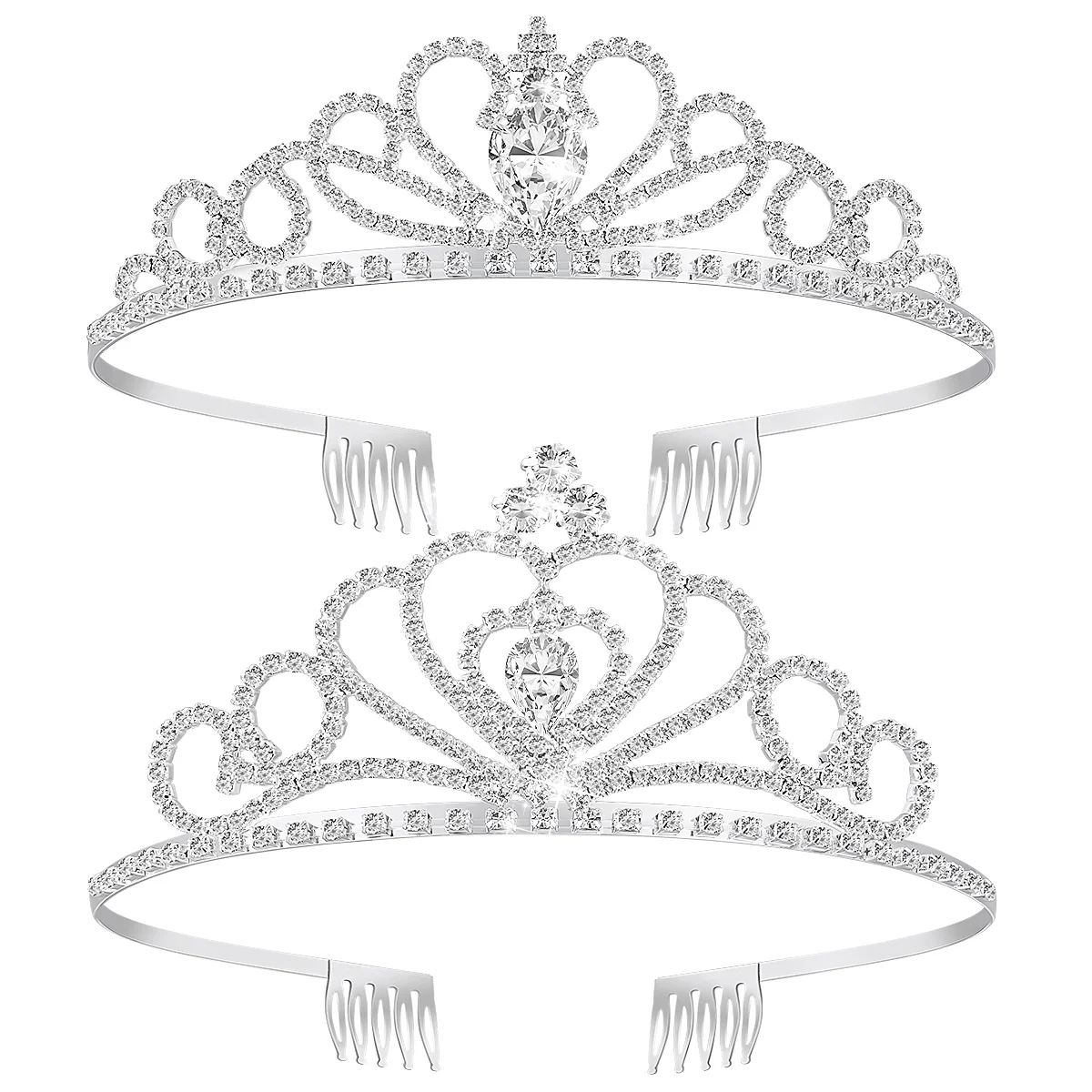 

Rhinestone Crown with Comb, 2pcs Bridal Elegant Crown Crystal Ab Rhinestones for Wedding Prom Birthday