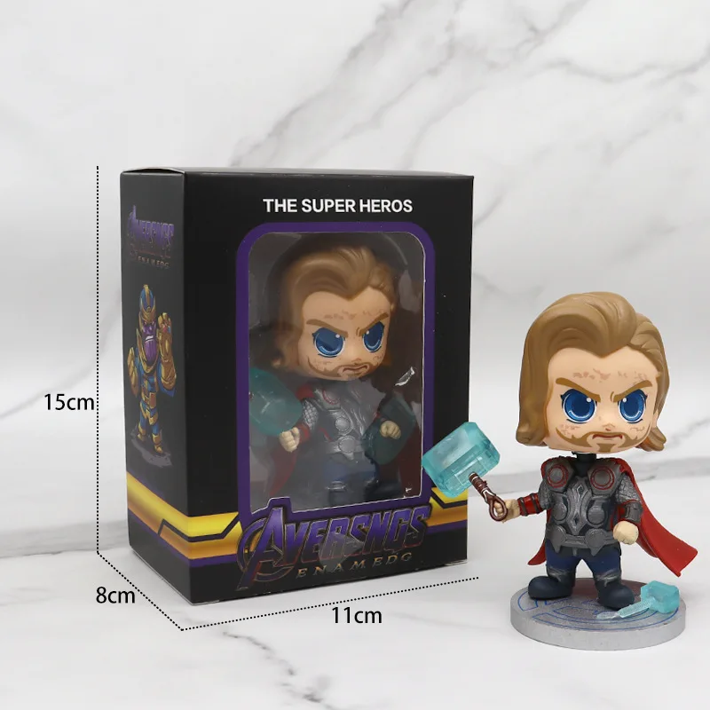 Marvel Avengers Cartoon Hero Ornament Spring Can Shake Head Car Decoration Iron Man Thanos Cute Doll |