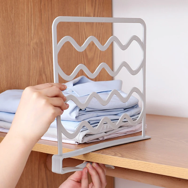 

Household Wardrobe Baffle Multifunction Layered Partition Cabinet Clothes Storage Bookcase Divide Punch-free Closet Organizer