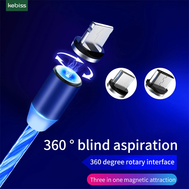 

Светящийся светодиодный магнитный кабель USB Type-C для быстрой зарядки, магнитный кабель USB Micro, зарядный кабель, провод для Samsung, Xiaomi