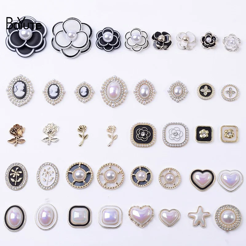 

BoYuTe (10 Pieces/Lot) New Enamel Rose Camellia Alloy Accessories Diy Handmade Materials Mabe Pearl Jewelry Wholesale