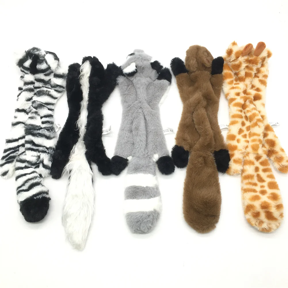 

2022 New Cute Plush Toy Squeak Pet Wolf Rabbit Animal Plush Toy Dog Chew Squeak Squirrel Involving Squirrel Dog Toy