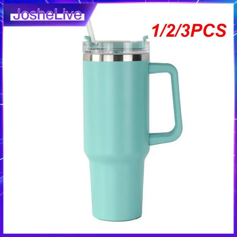 

1/2/3PCS oz Tumbler With Handle Insulated Mug With Straw Lids Stainless Steel Coffee Termos Cup In-Car Vacuum Flasks Bottle with