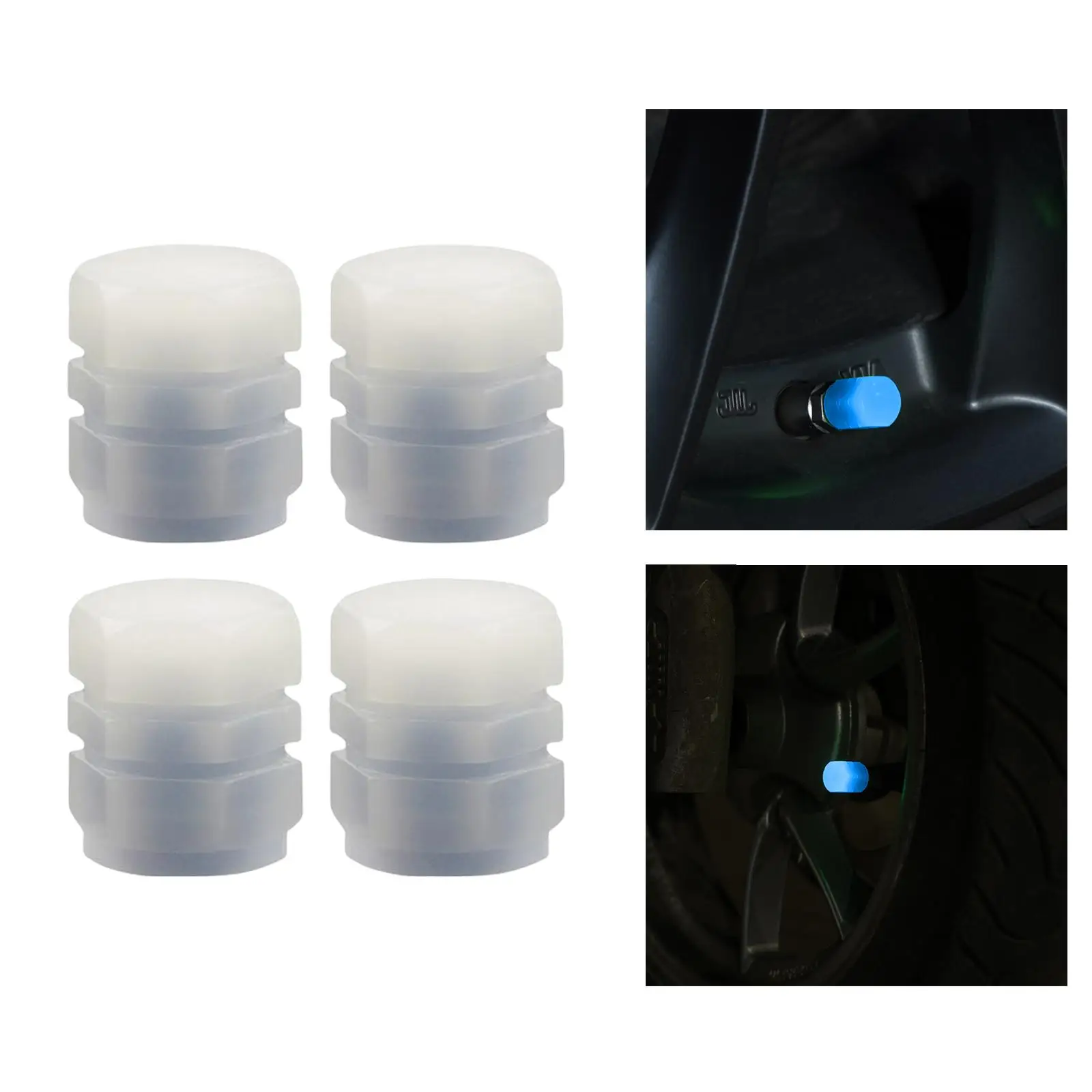 

2X Set of 4 Glowing Tire Valve Stem Cover Universal Tyre Accessories Blue