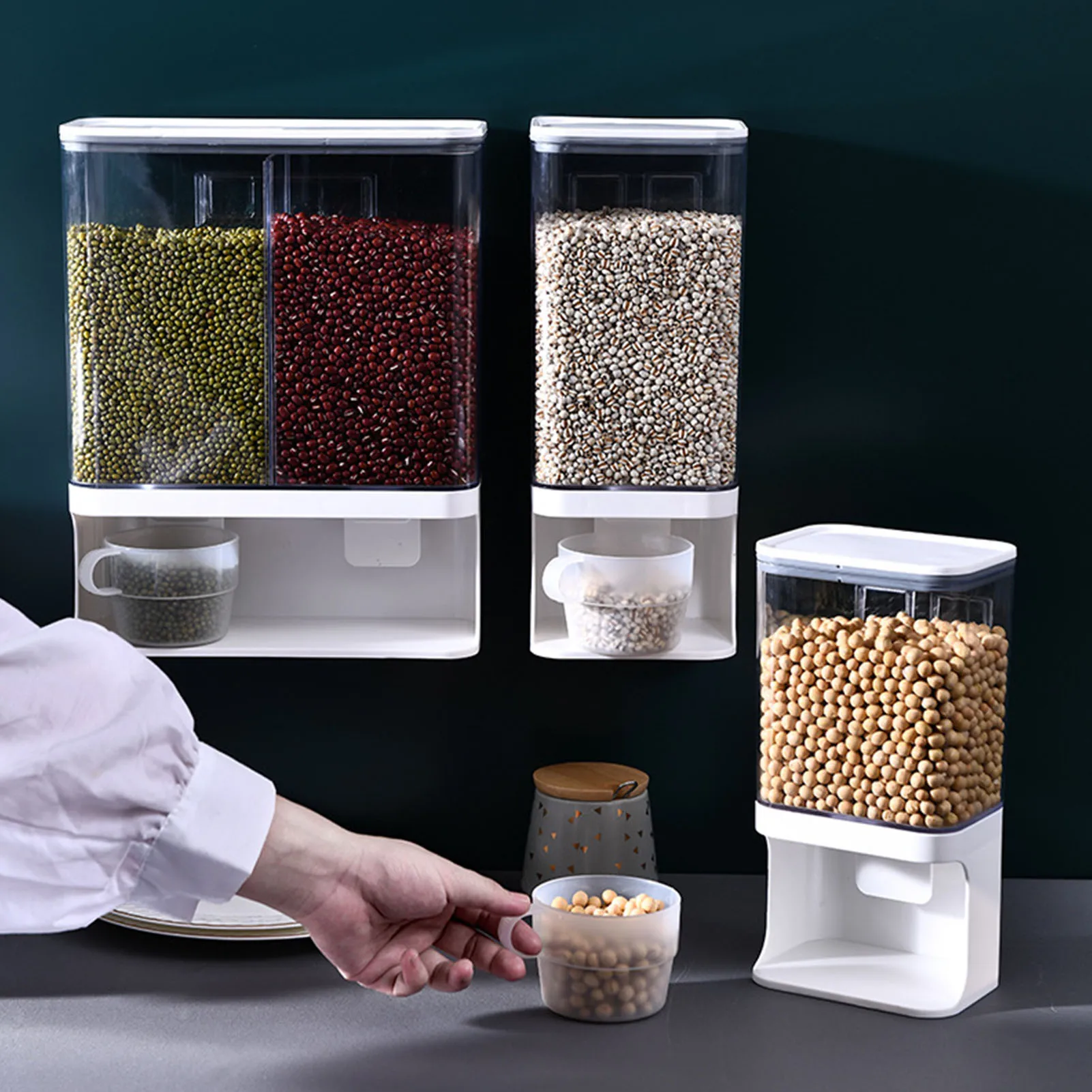 Kitchen Rice Dispenser Home Sealed Rice Storage Box Cereal Grain Container Food Dispenser Anti-insect Moisture-proof rangement