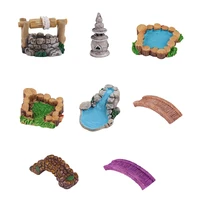miniature pond bridge kit figurines miniature craft fairy garden gnome moss terrarium gift diy ornament garden decor