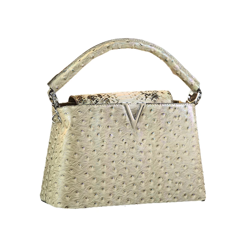 2024 новые женские сумки из страусиной кожи роскошные модные с широким плечевым