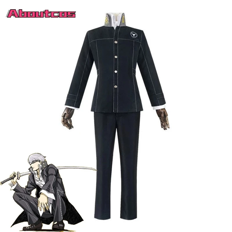 

Aboutcos Anime Persona 4 Cosplay Yasogami Yu Narukami Cosplay Costume Adult Men Boy High School Uniform Costume Set