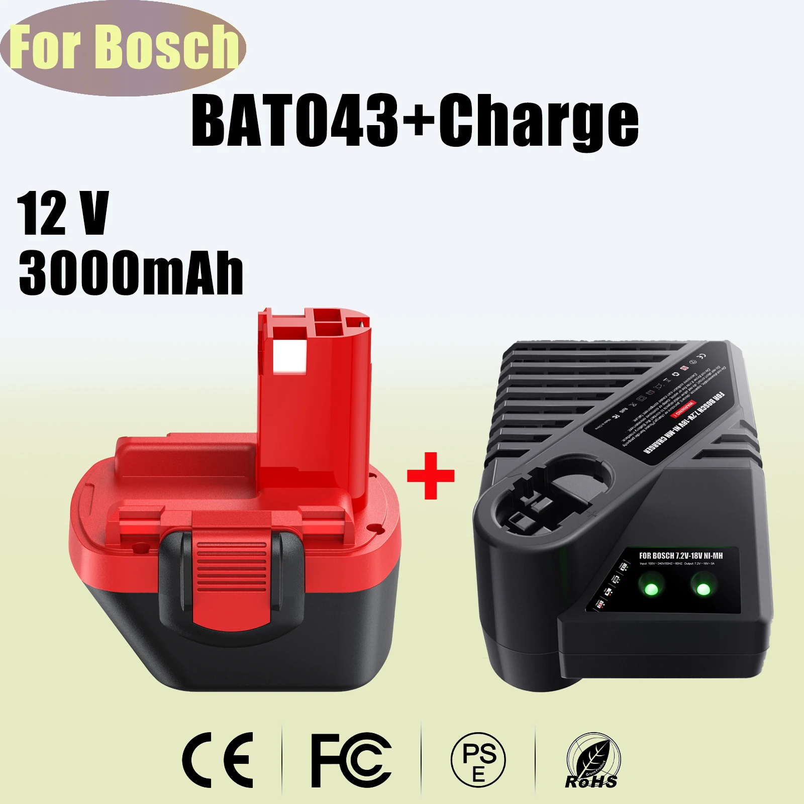 Никель-металлогидридный аккумулятор и зарядное устройство для Bosch 12 В 3000 мА/ч