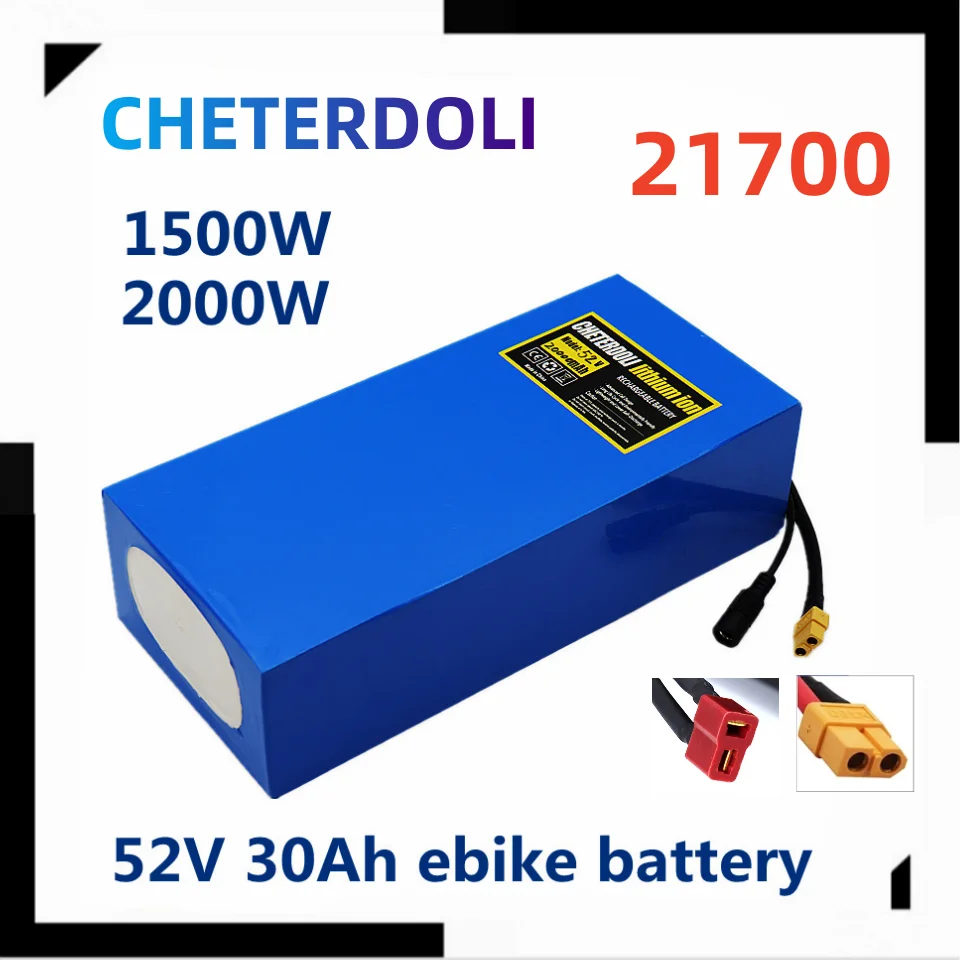 

Aleaivy 52V ebike Battery 30Ah 40Ah 21700 Lithium Li-ion Battery Pack for 1500W 2000W Electric bike Electric Scooter With BMS