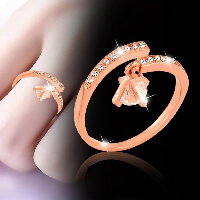

LEEKER korean fashion Crystal Rings For Women Rose Gold Silver Color wedding accessories Fashion Jewelry 2022 New Arrival 421 K6