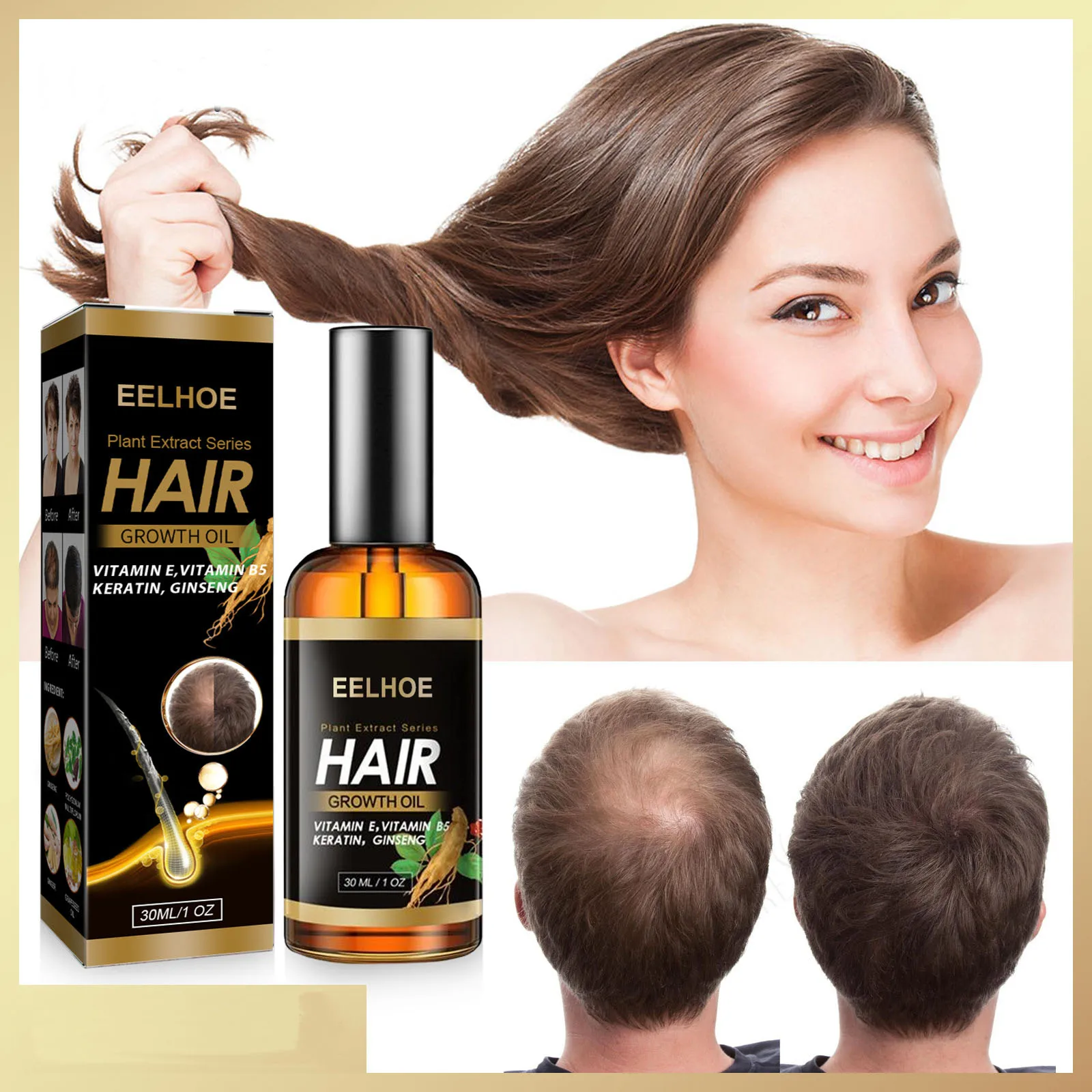 

Effective Fast Growth Hair Serum Essence Oil ReGrow Ginger Germinal Hair Growth Serum Hairdressing Oil Loss Treatemen 30 ML