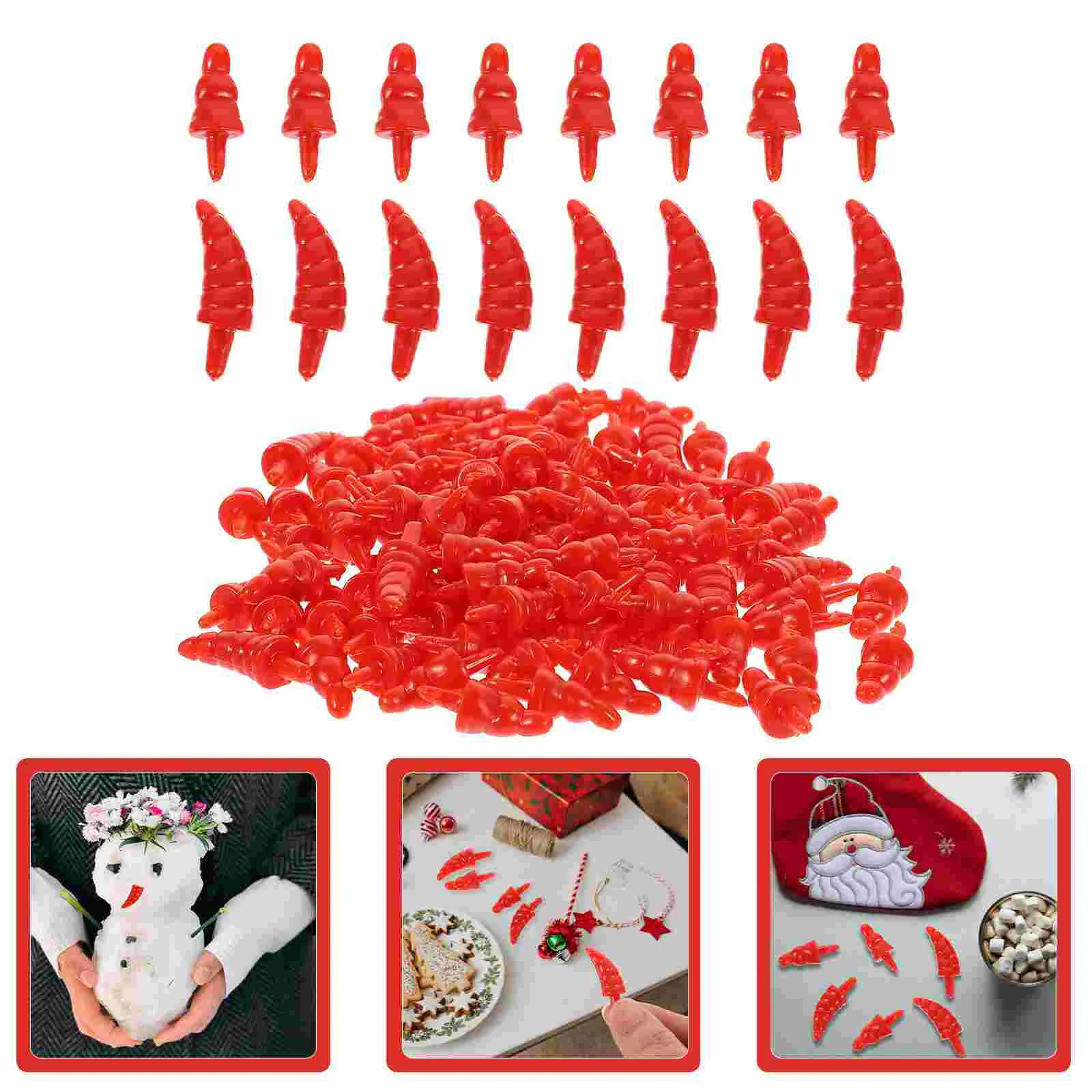 

200 Pcs Snowman Making Material Crafts Supplies Nose Holiday Christmas DIY Kit Manual Small Xmas