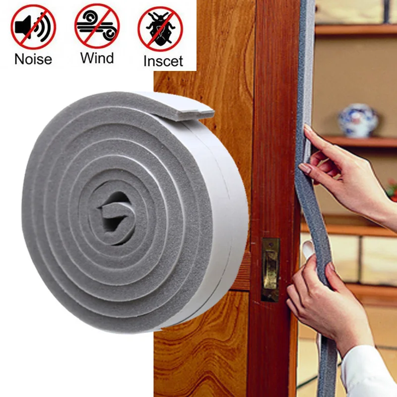 

2Roll4M Self-Adhesive Sponge Foam Tape Door Window Sealing Strip Soundproof Acoustic Foam Seal Tape Weather Stripping Gap Filler