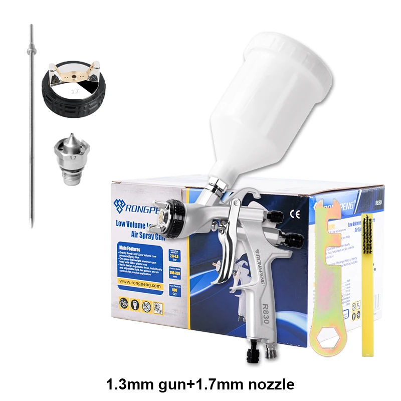 

RONGPENG LVLP Пистолет-распылитель для автомобиля R830 Аэрограф 1,3/1,4/1,5/1,7/2,0 мм Автомобильный краскораспылитель Пневматический пистолет-распылитель