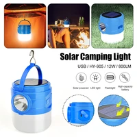12w solar camping lantern usb rechargeable tent light 48led dual light source 3 modes camping light waterproof for outdoor