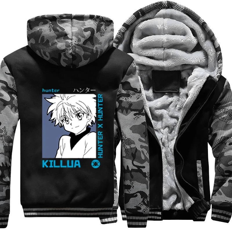 

Hunter X Hunter Hxh Hunterxhunter Hunters Japanese Anime Killua Zoldyck Winter Jacket Men Fleece Hoodies Camo Warm Hooded Coats