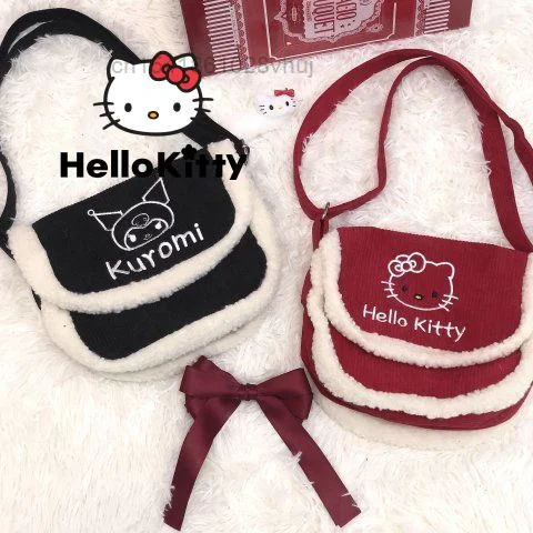 Sanrio Creative Design Hello Kitty Kuromi Pattern Messenger Bag Female Jk Uniform Lolita Girl Cross Bag One Shoulder Y2k Women