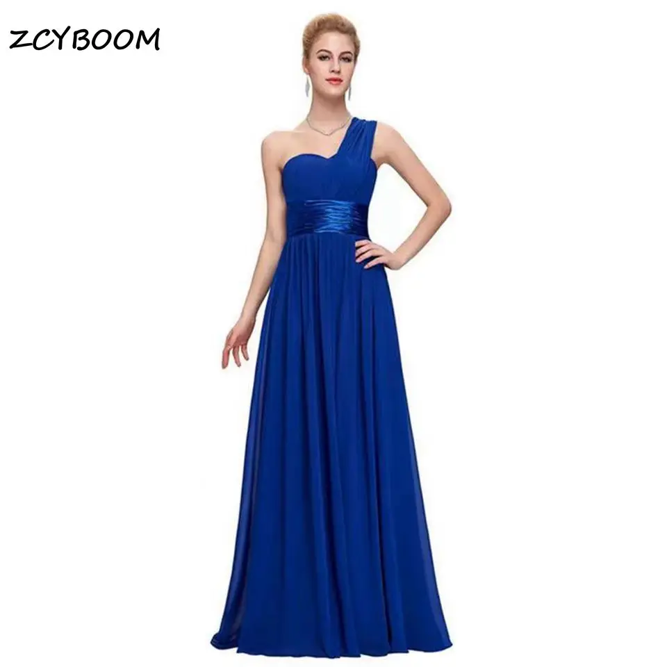

Elegant A-Line Chiffon One Shoulder Pleat Strapless Bridesmaid Dresses Wedding Party Formal Prom Evening Party Lace Up Back Gown