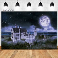 laeacco fairy tale full moon night castle scenery backdrop outerdoor nature mountains trees kids birthday photography background