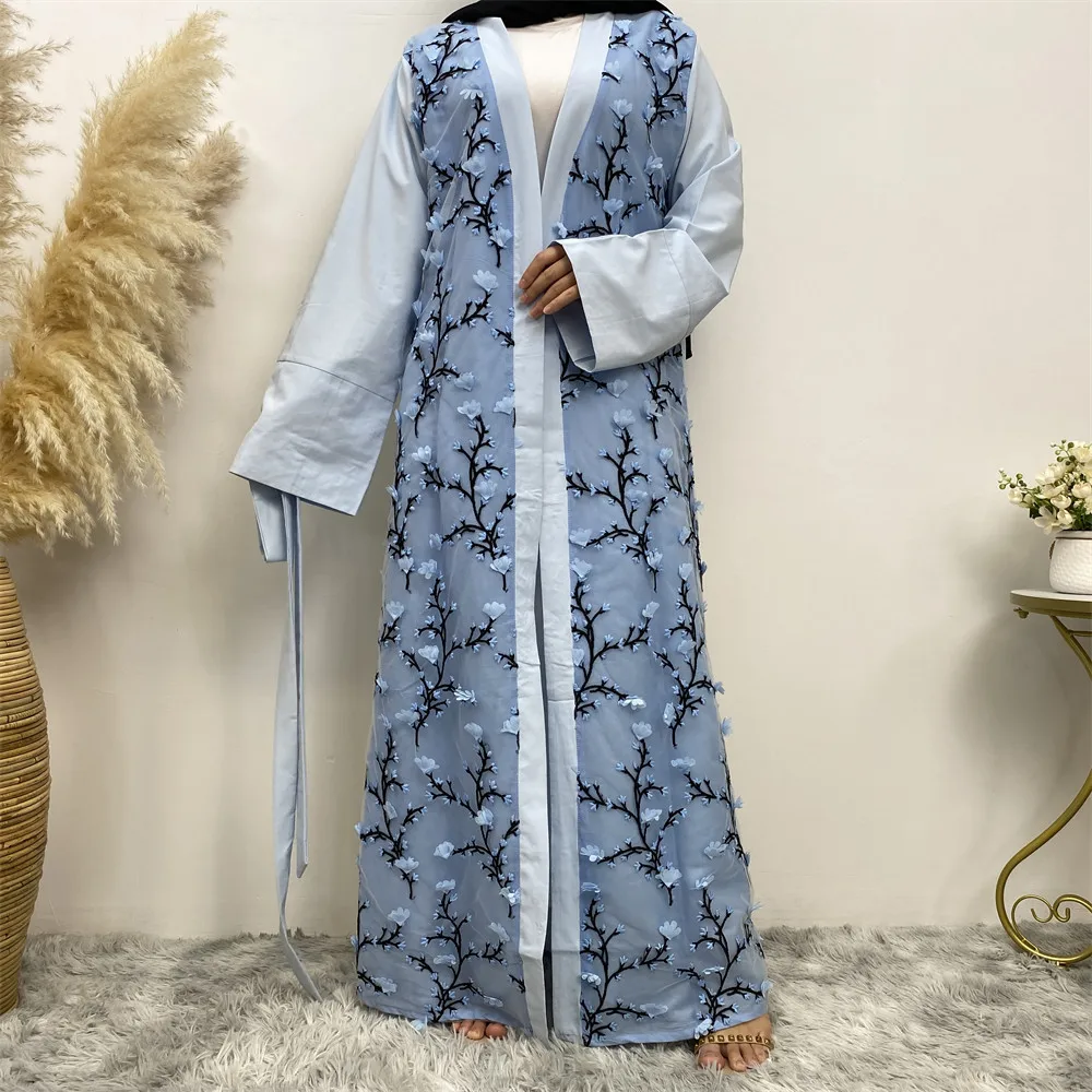 

Embroidery Muslim Women Abaya Retro Ethnic Cardigan Robe Dubai Middle Eastern Saudi Arabia Eid Clothes for Muslim Women Vestidos