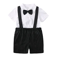 newborn infant baby boys clothes sets gentleman bowtie suit striped suspender shortsshirt tops 2pcs outfits sets clothes 0 3y