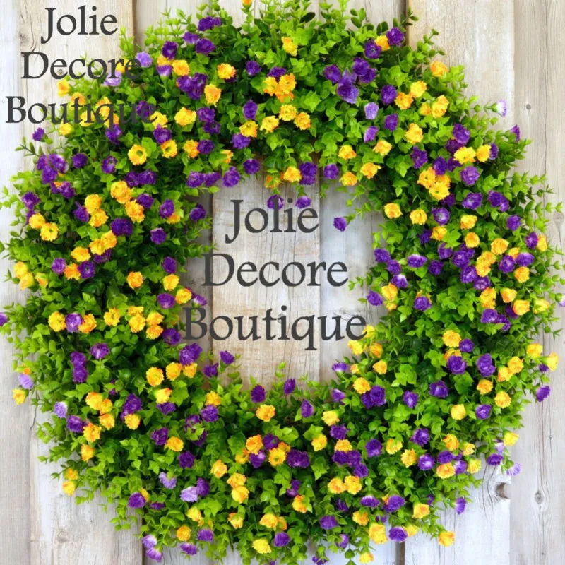 Artificial Simulation Wreath Colorful Spring Summer Floral Wreath For Front Door Wall Party Bouquet Wedding Decor Cottage Garlan