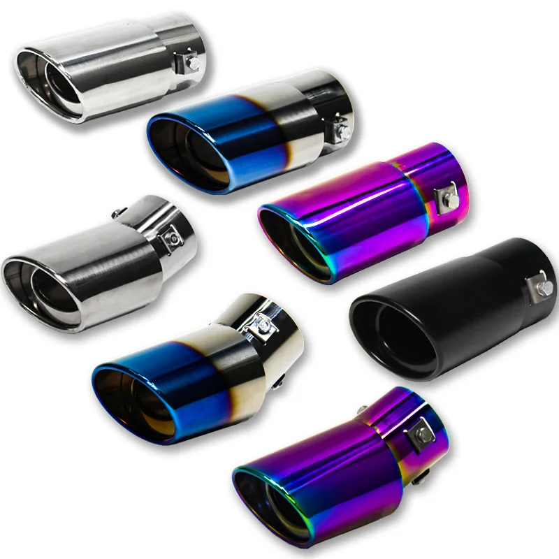 

2022 1pc Stainless Steel Chrome Car Tail Exhaust Pipe Rear Round Exhaust Muffler Pipes Tip Universal
