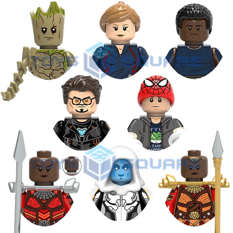 

The Pepper Groot Spider Iron Ayo Okoye War Supergiant Machine Man Model Building Blocks MOC Bricks Set Gifts Toys For Children