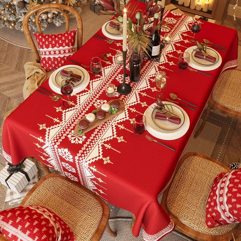 

Christmas Style Rectangular Tablecloths Party Decoration Anti-Stain House Rectangular Waterproof Tablecloth Desk Home Tablecloth