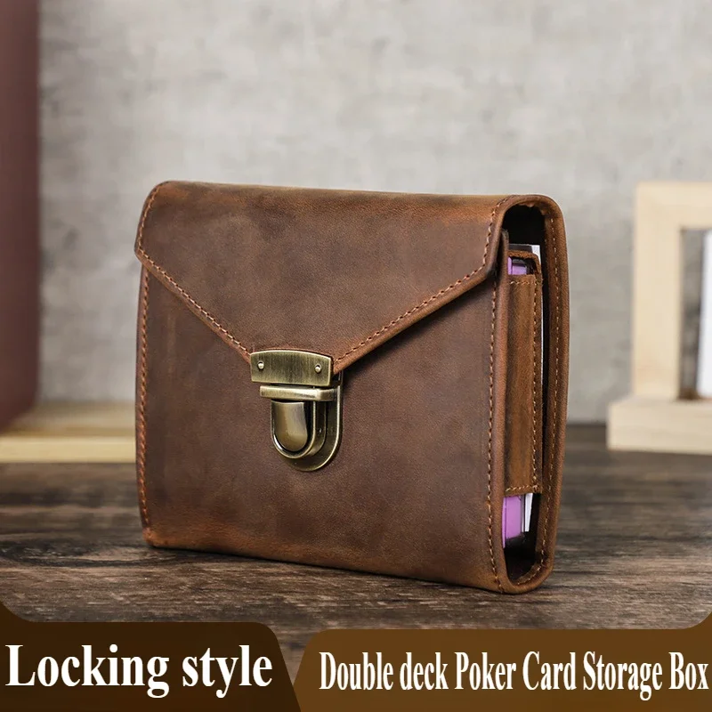 С специальной двухэтажной коробкой для хранения покера роскошный кожаный чехол