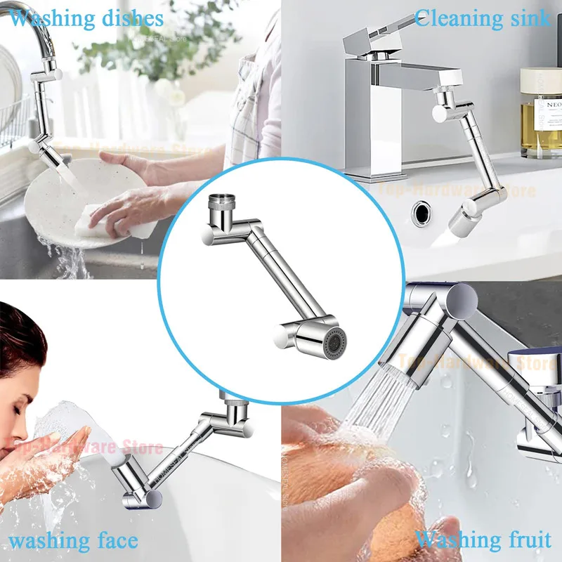 Retractable Universal 1440° Rotation Robotic Arm Faucet Aerator Tap Filter Sink Faucet Attachment Water Saving Bubbler Nozzle images - 6