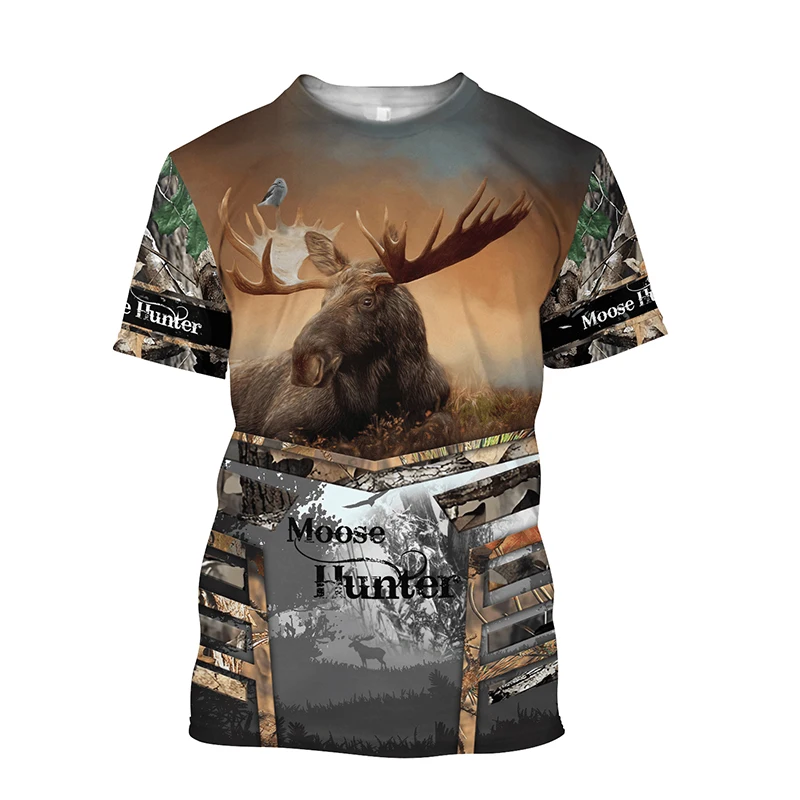 

Summer Men'S Camo Hunting Animal Print 3d Printed T-Shirt Fashion Casual O-Collar Short Sleeve Harajuku Vintage Plus Size Top