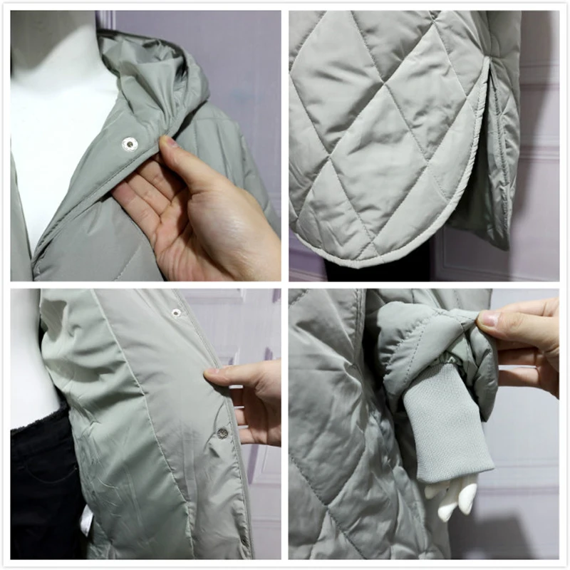 Fashion Retro Ladies Casual New Winter Oversize Plaid Hooded Parka Coat Waist Bag Cotton Jacket Coat Loose Long 2022 New Women