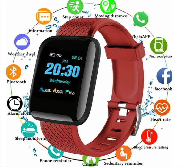 

For Apple Huawei Xiaomi 116Plus Tracker Men's Aerobic Wristband Smart Watch Ladies Waterproof Screen Touch Operation Heart Rate