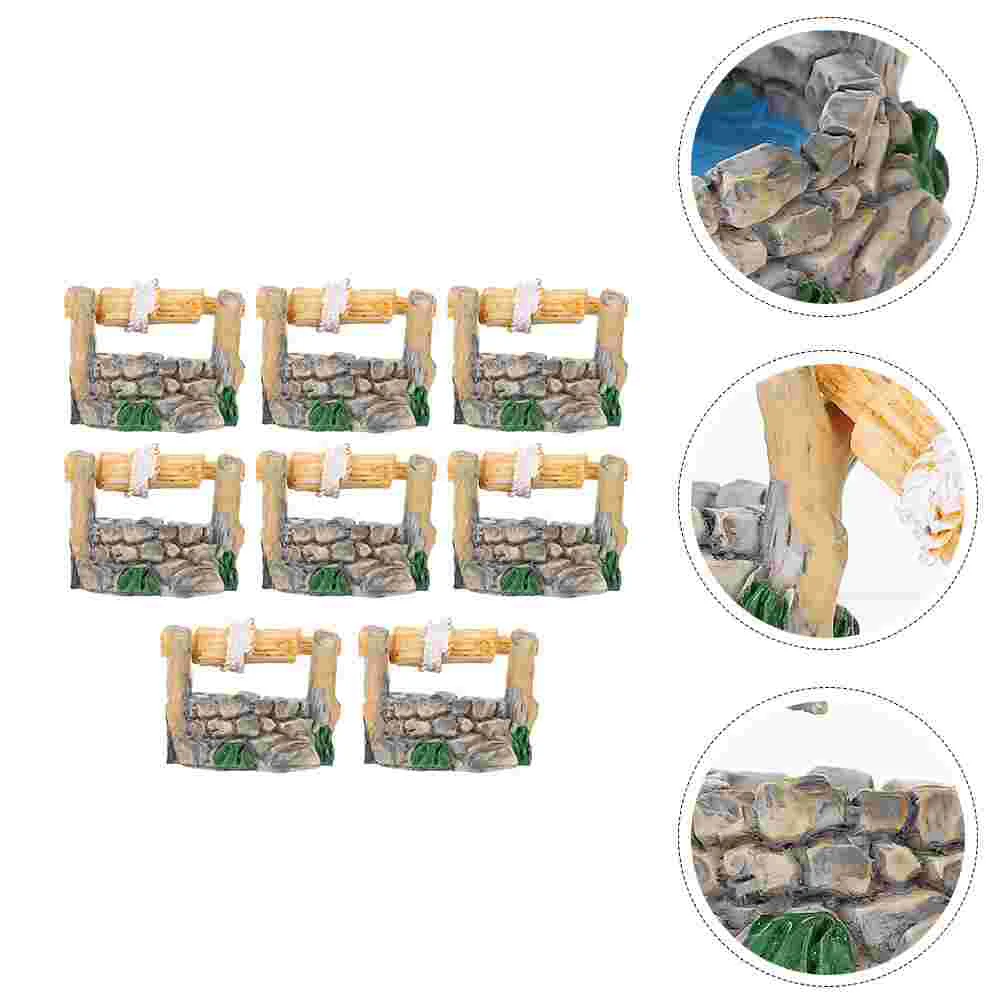 

8pcs Resin Wishing Well Decor Miniature Simulation Accessories
