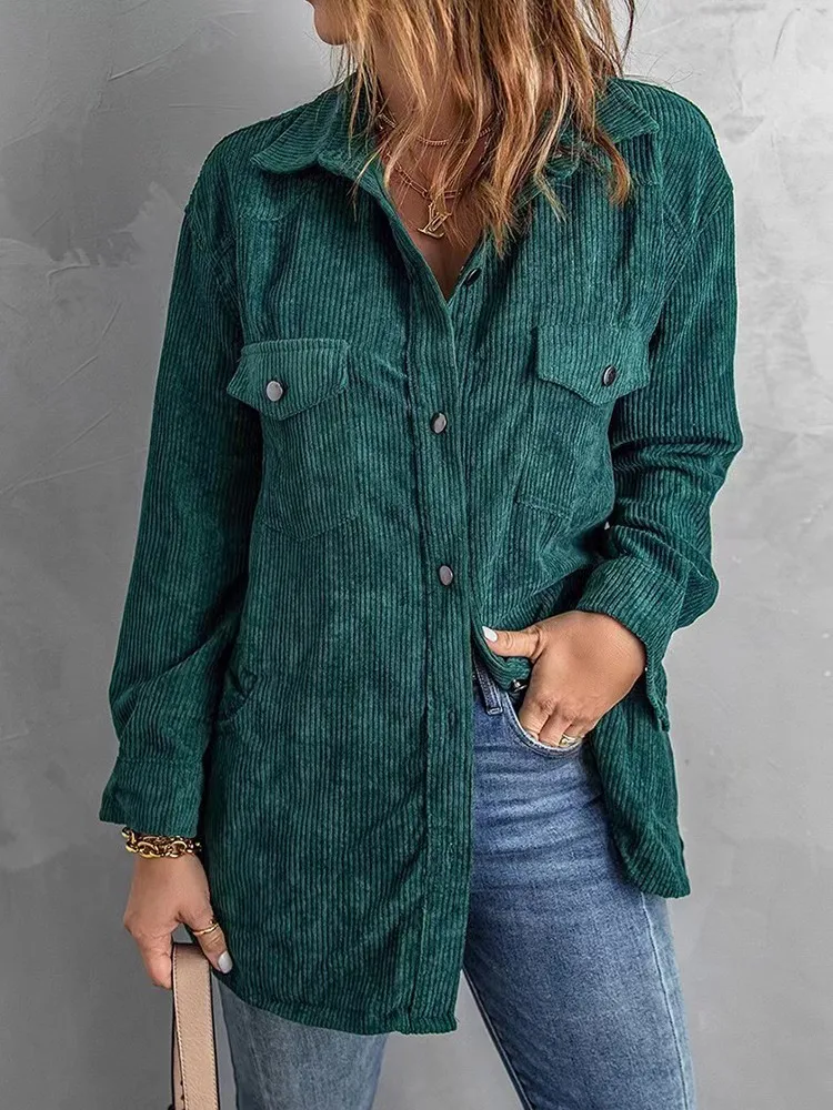 

Women Oversize Jacket Autumn Fashion Turn Down Collar Long Sleeve Streetwear Casual Shirts Tops Female Vintage Loose Outerwear