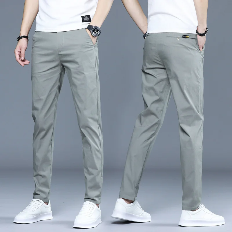 

Мужские брюки из вискозы, однотонные свободные дышащие прямые повседневные брюки со средней талией, тонкие быстросохнущие спортивные штаны, размер 2023