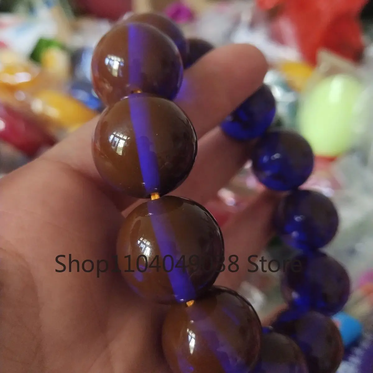 Изысканный Модный Фиолетовый Янтарный браслет градиентные цвета Будды Бусины