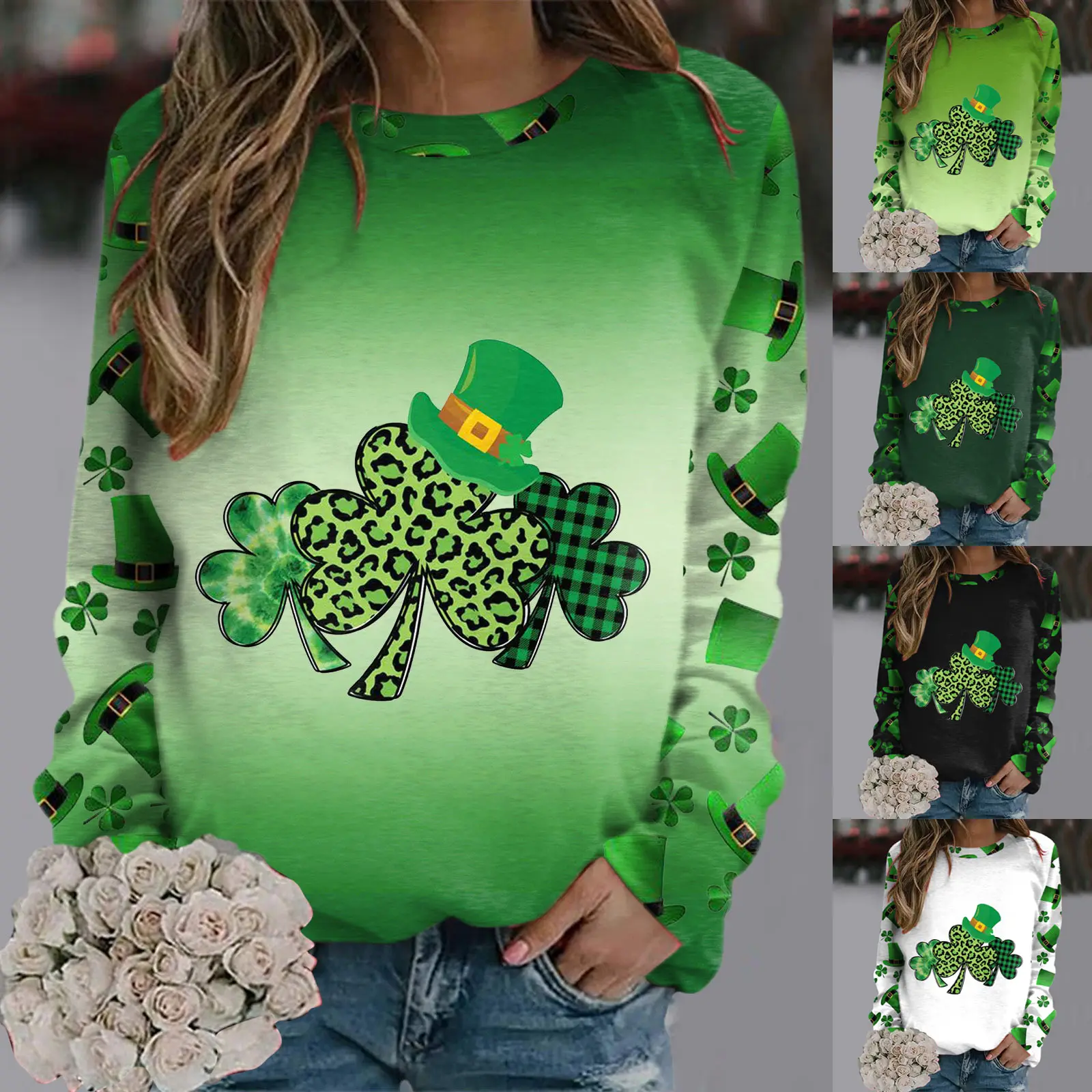 

Women Long Sleeve Sweatshirt Casual Round Neck Loose Pullover Autumn Sweatshirt Tops Ladies Full Zip Shirts