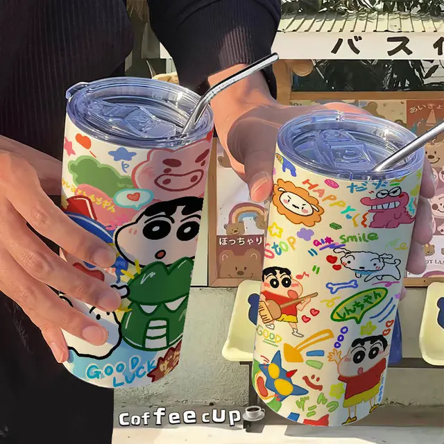 480Ml Kawaii Stitch 304 Stainless Steel Coffee Mug with Straw Cartoon Anime  Drinking Beer Milk Water