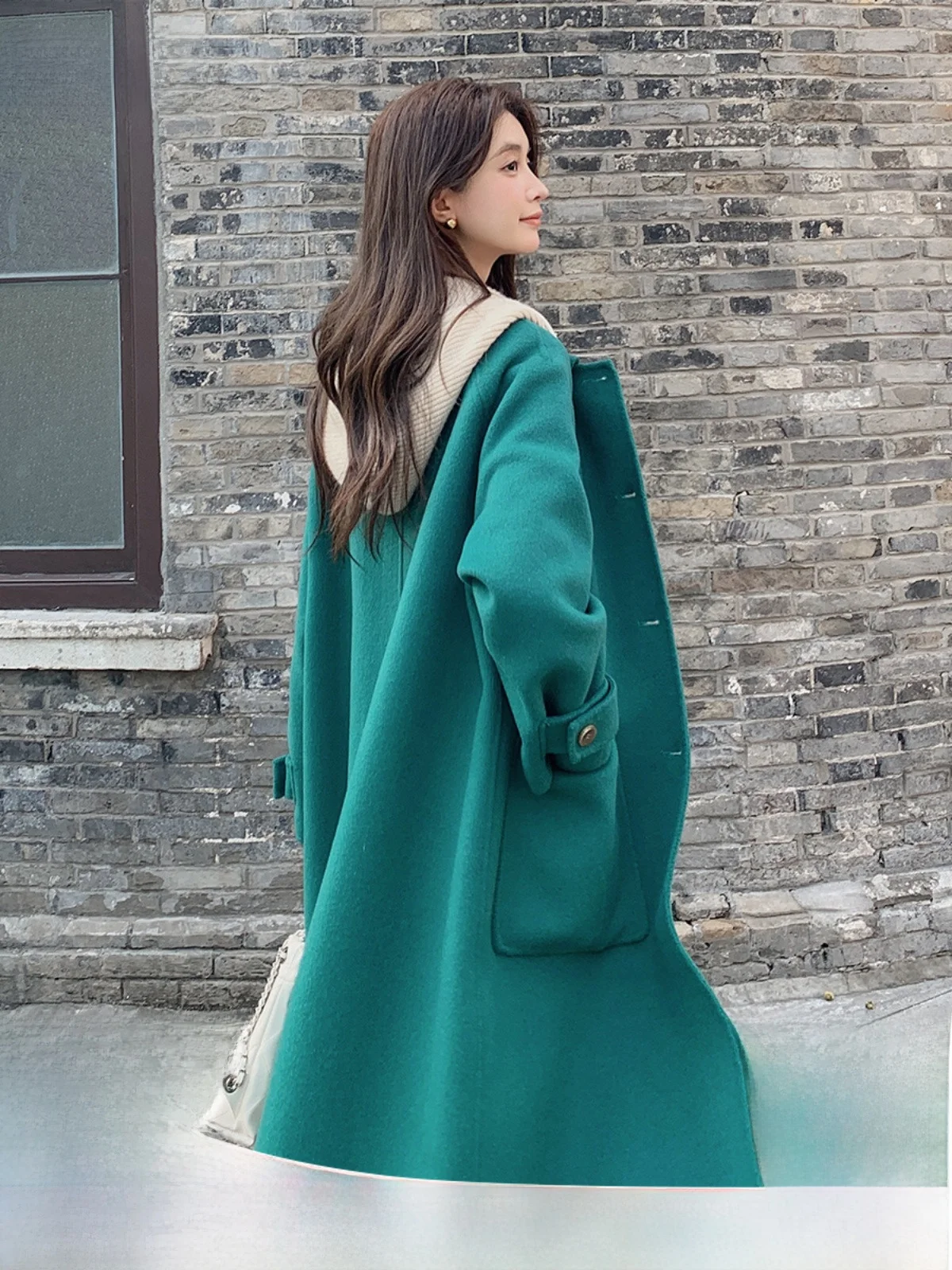 Вязаная шапка Двусторонние шерстяные изделия Кашемировое пальто Женское 2024