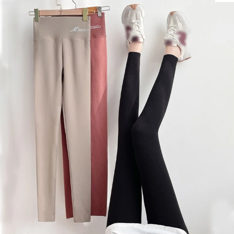 

Зимние женские леггинсы, двусторонние тонкие флисовые Колготки, эластичные теплые бесшовные облегающие брюки с высокой талией и контролем ...