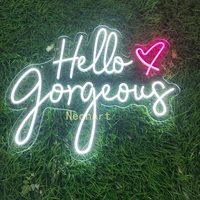 custom made neon sign for hello gorgeous led lights wall party wedding shop window restaurant birthday decoration