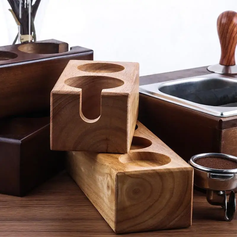 

Coffee Tampers Knock Powder Residue Box Anti Slip Offee Powder Holder Bar Storage Rack Soft Silicone Wooden Coffee Powder Seat