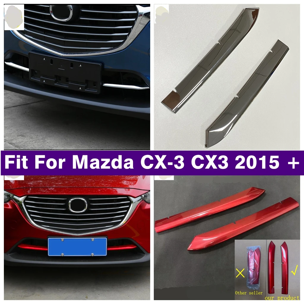 

Car Front Under Center Bumper Grille Grill Mesh Stripes Panel Cover Trim Fit For Mazda CX-3 CX3 2015 - 2021 Exterior Accessories