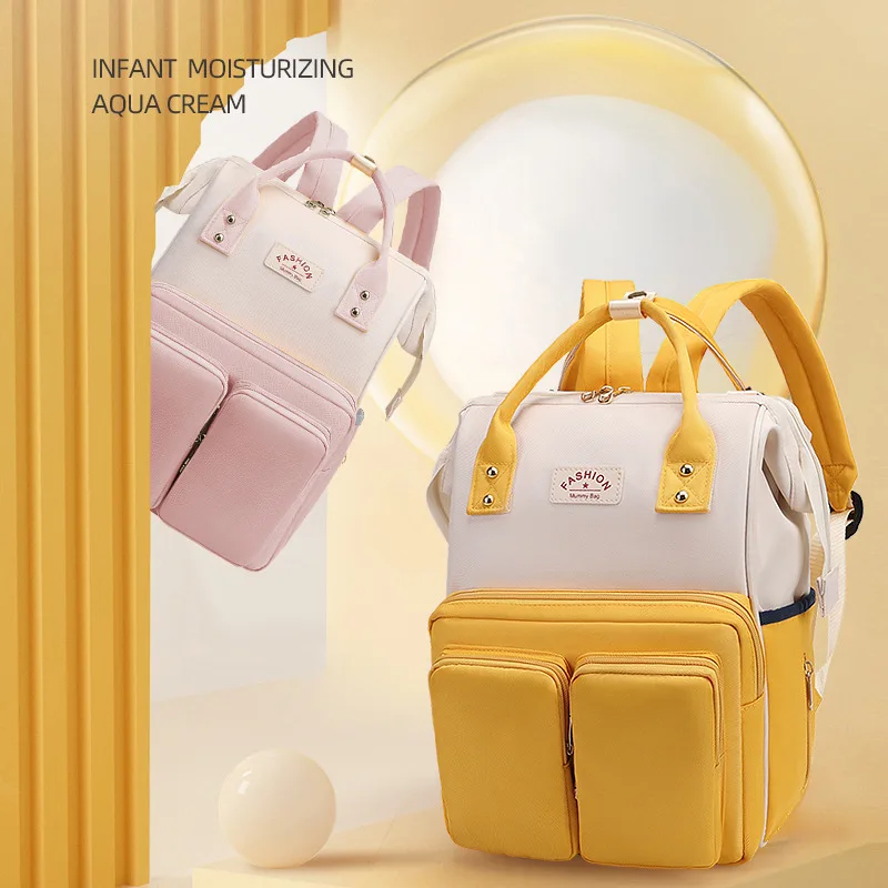 

Baby Diaper Bottle Storage Mummy Bag Light Cute Fashion Double Shoulder Mother and Baby Backpack Out Multi-functional Capacity