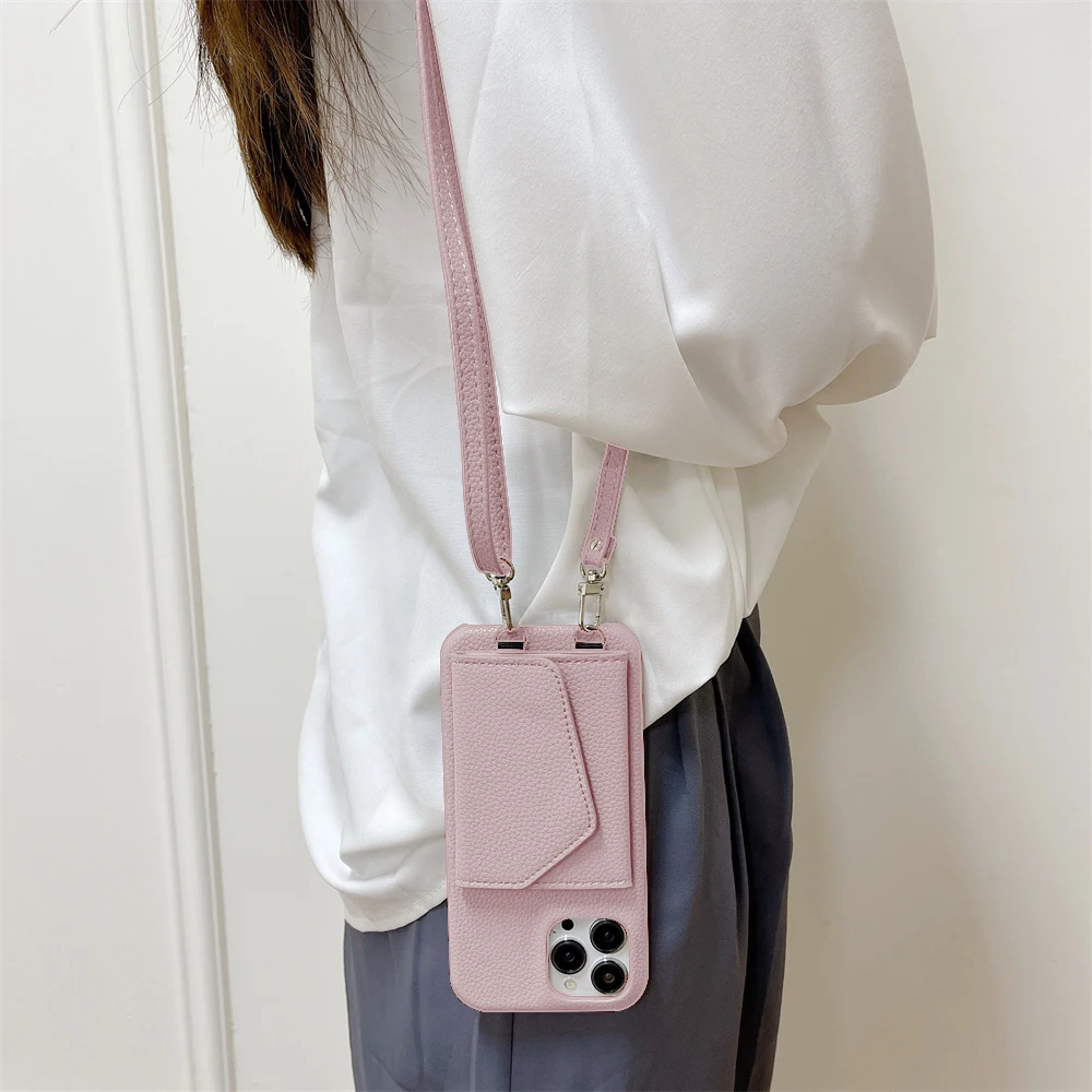 

Чехол-кошелек кросс-боди для телефона iPhone 14 13 12 11 Pro Max Mini X XR XS Max 8 7 Plus SE 2 3, кожаный чехол с держателем для карт и ремешком